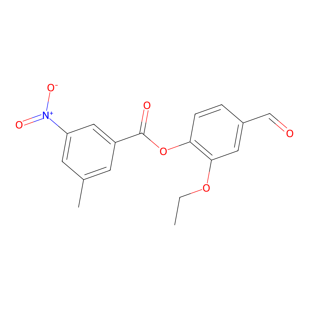 2-Ethoxy-4-formylphenyl 3-methyl-5-nitrobenzoate molecular structure, CAS 525570-41-6