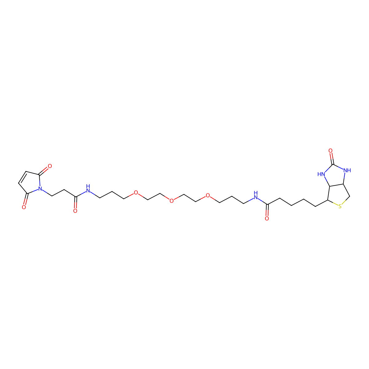 N-(3-(2-(2-(3-(Biotinamino)propoxy)ethoxy)ethoxy)propyl)-3-maleinimidylpropanamide molecular structure, CAS 525573-22-2