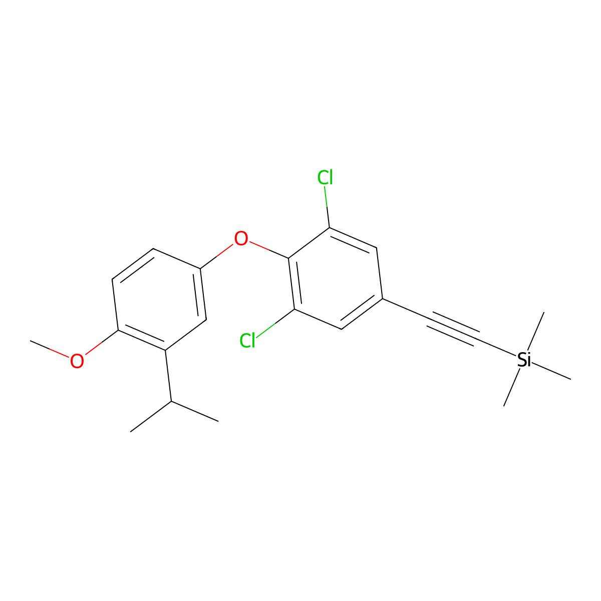 ((3,5-Dichloro-4-(3-isopropyl-4-methoxyphenoxy)phenyl)ethynyl)trimethylsilane molecular structure, CAS 525575-59-1