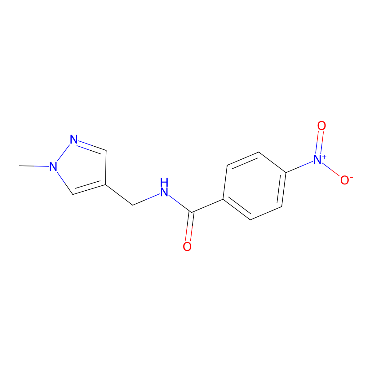 N-[(1-methylpyrazol-4-yl)methyl]-4-nitrobenzamide molecular structure, CAS 525577-08-6