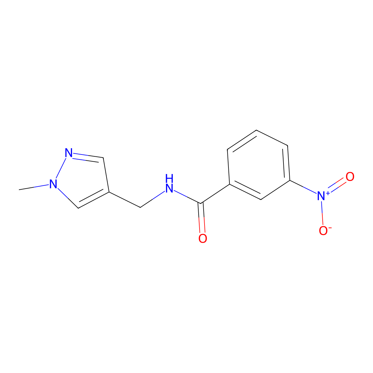 N-[(1-methylpyrazol-4-yl)methyl]-3-nitrobenzamide molecular structure, CAS 525577-10-0