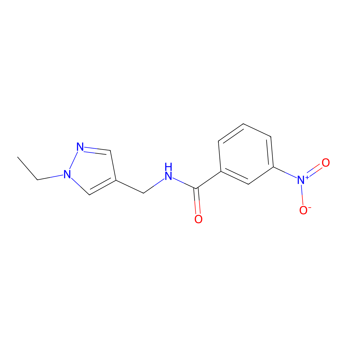 N-[(1-ethyl-1H-pyrazol-4-yl)methyl]-3-nitrobenzamide molecular structure, CAS 525577-16-6