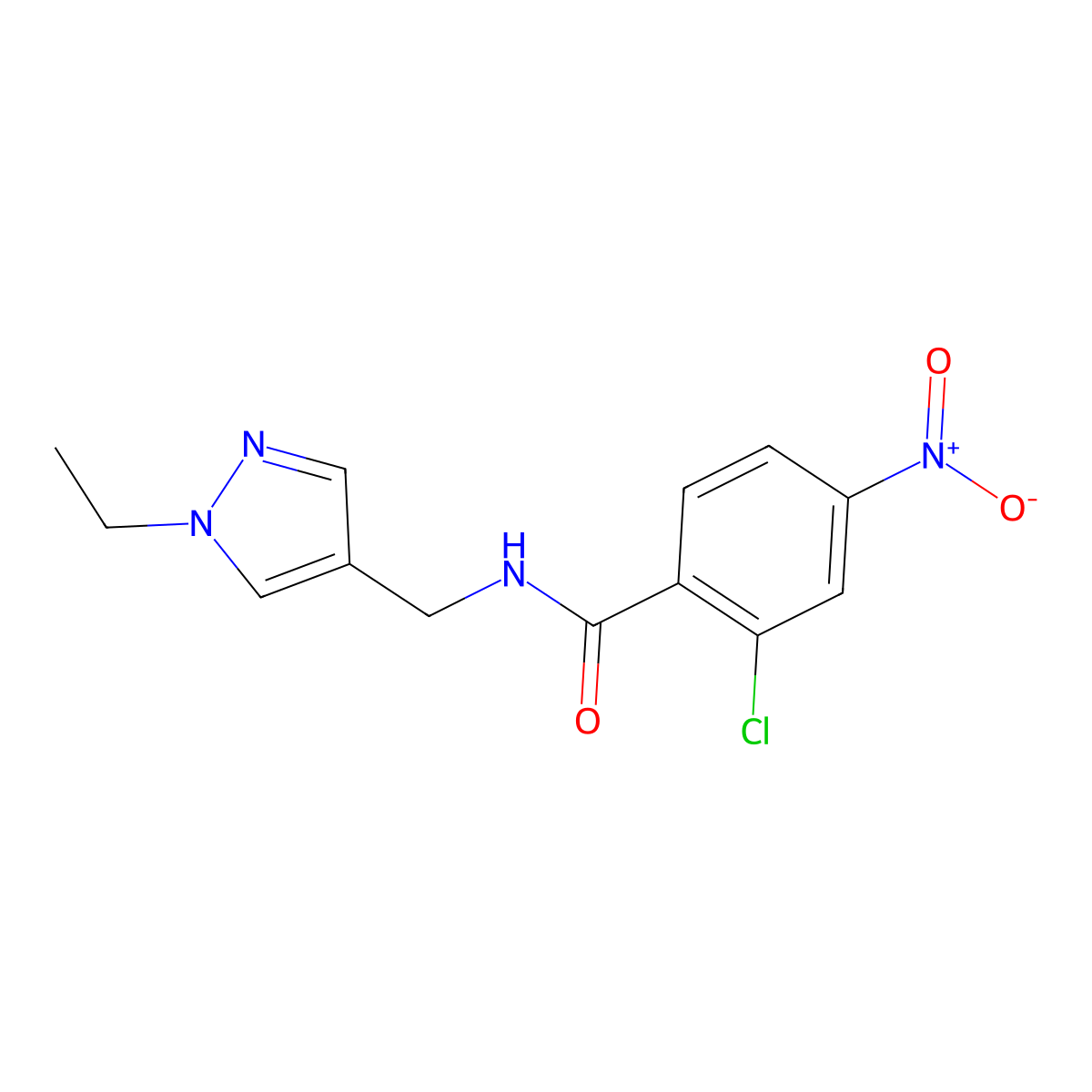 2-chloro-N-[(1-ethyl-1H-pyrazol-4-yl)methyl]-4-nitrobenzamide molecular structure, CAS 525577-30-4