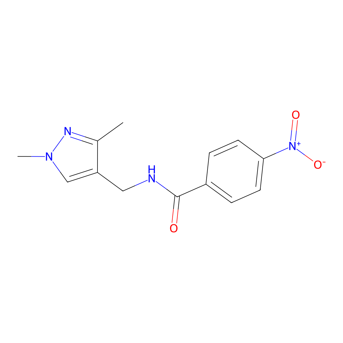 N-[(1,3-dimethyl-1H-pyrazol-4-yl)methyl]-4-nitrobenzamide molecular structure, CAS 525577-36-0
