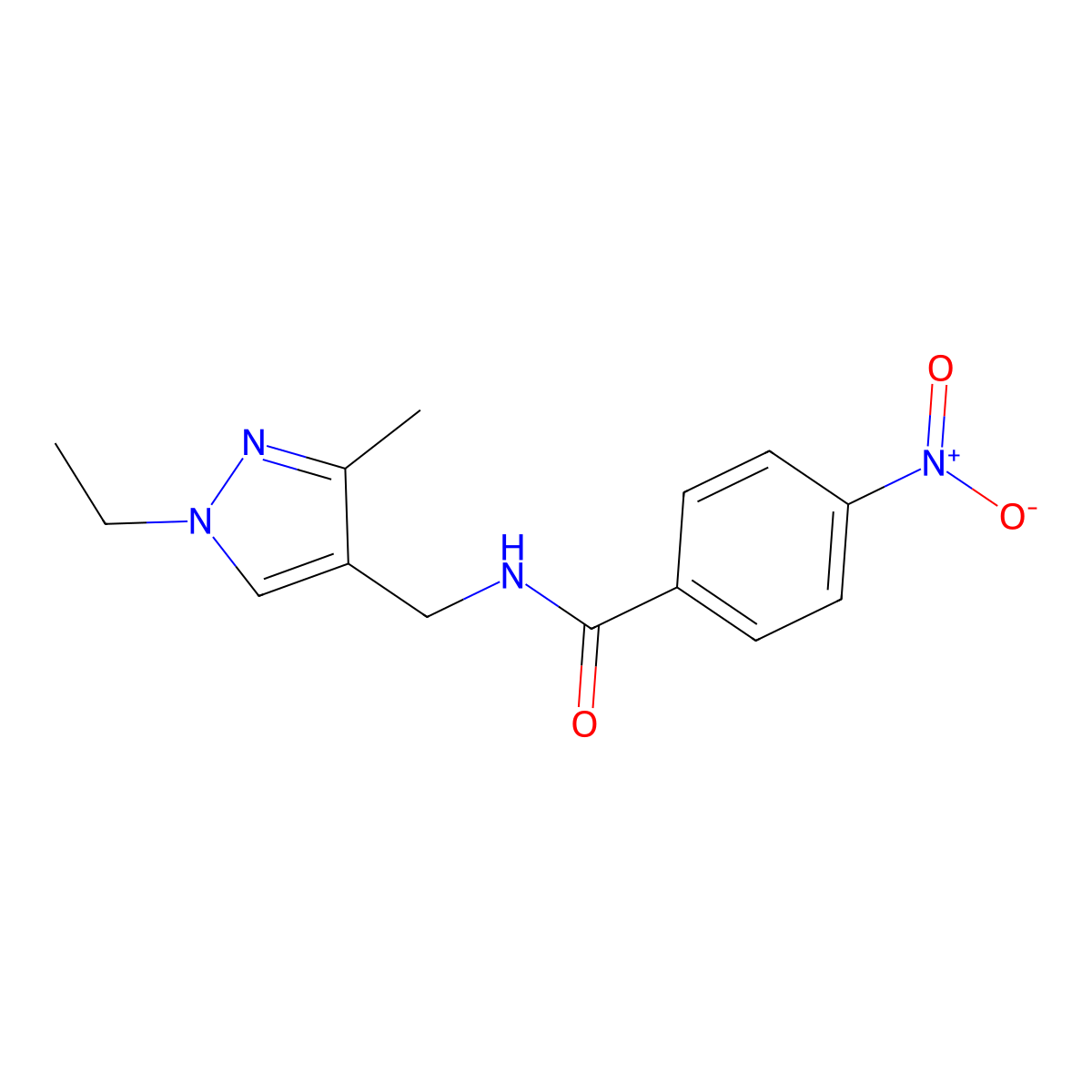 N-[(1-ethyl-3-methyl-1H-pyrazol-4-yl)methyl]-4-nitrobenzamide molecular structure, CAS 525577-42-8
