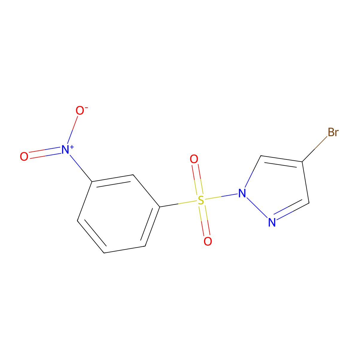 4-Bromo-1-(3-nitrophenyl)sulfonylpyrazole molecular structure, CAS 525577-59-7