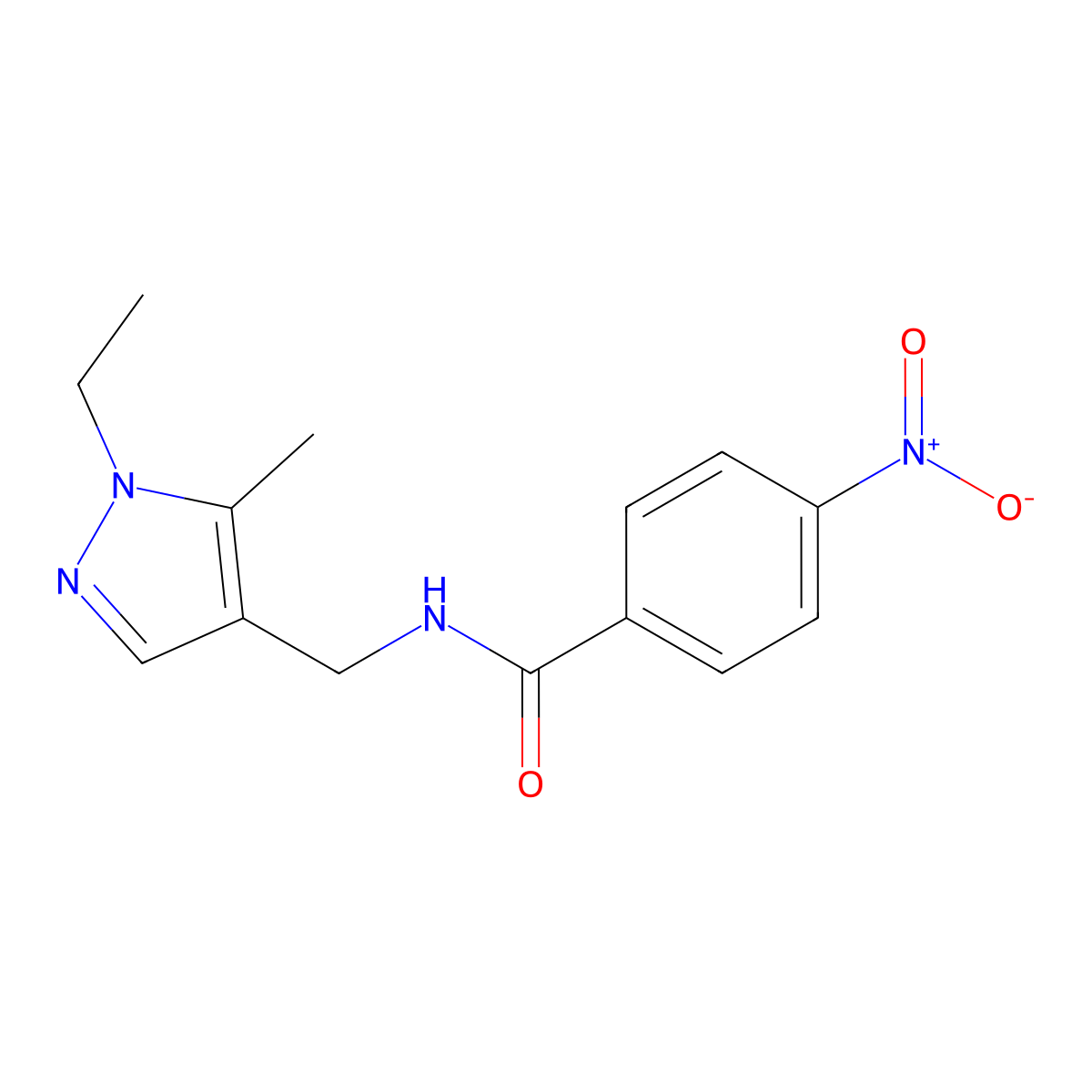 N-[(1-ethyl-5-methyl-1H-pyrazol-4-yl)methyl]-4-nitrobenzamide molecular structure, CAS 525577-60-0
