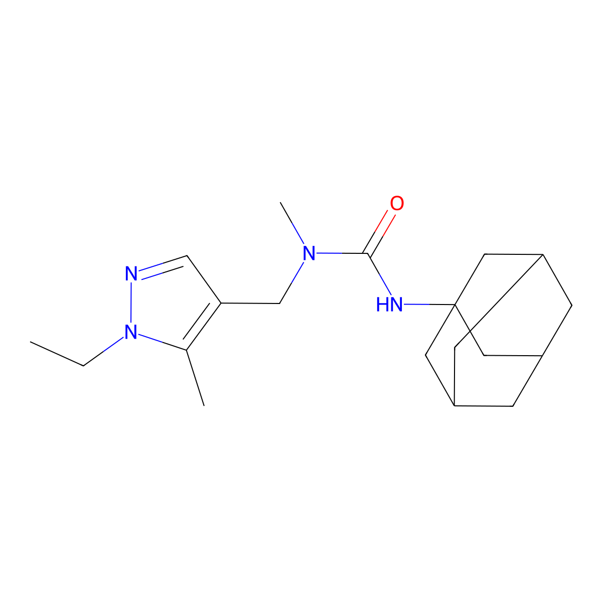 3-(1-Adamantyl)-1-[(1-ethyl-5-methylpyrazol-4-yl)methyl]-1-methylurea molecular structure, CAS 525578-55-6