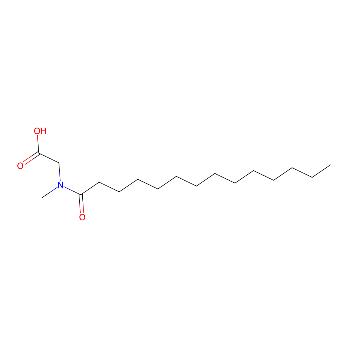 Myristoyl Sarcosine molecular structure, CAS 52558-73-3