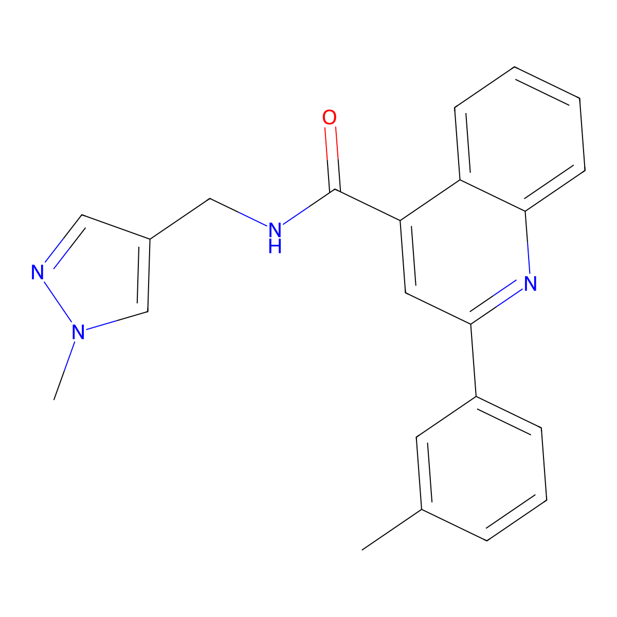 2-(3-methylphenyl)-N-[(1-methylpyrazol-4-yl)methyl]quinoline-4-carboxamide molecular structure, CAS 525580-07-8