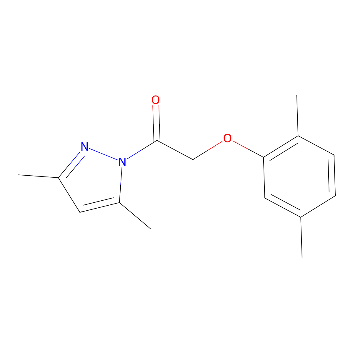 2-(2,5-Dimethylphenoxy)-1-(3,5-dimethylpyrazol-1-yl)ethanone molecular structure, CAS 525580-31-8