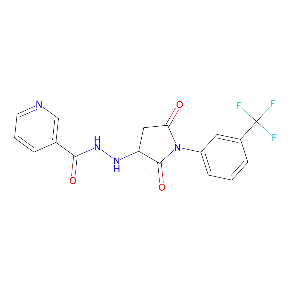 N'-{2,5-dioxo-1-[3-(trifluoromethyl)phenyl]pyrrolidin-3-yl}pyridine-3-carbohydrazide molecular structure, CAS 525580-32-9