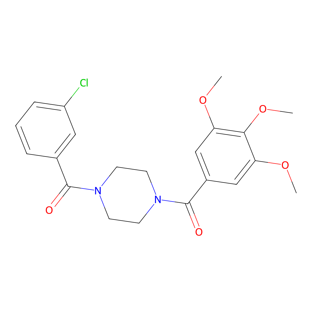 1-(3-Chlorobenzoyl)-4-(3,4,5-trimethoxybenzoyl)piperazine molecular structure, CAS 525580-86-3