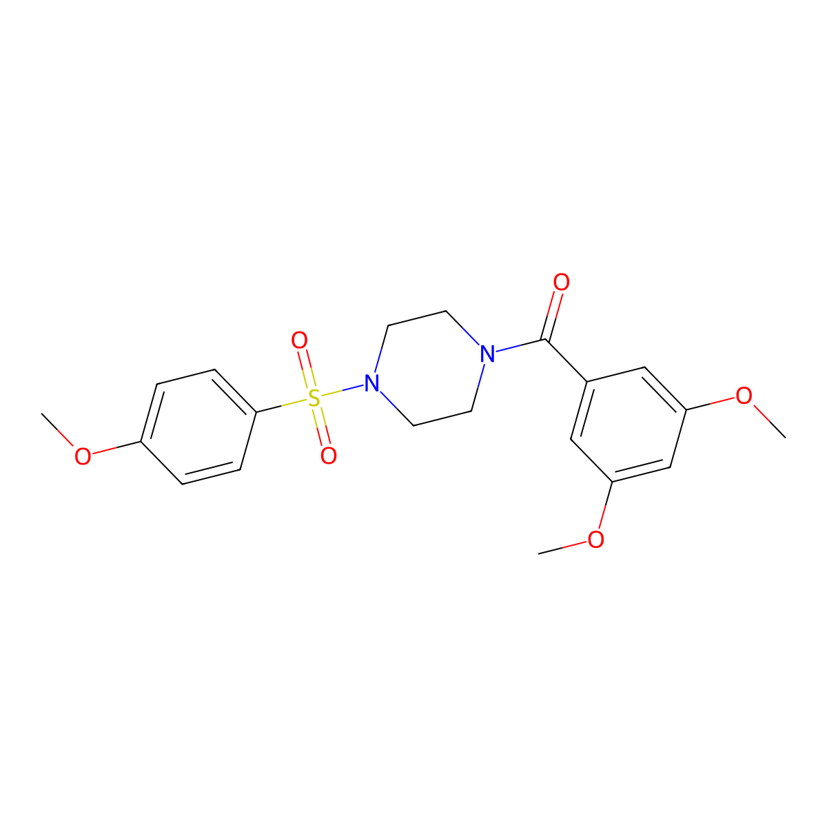 (3,5-Dimethoxyphenyl)-[4-(4-methoxyphenyl)sulfonylpiperazin-1-yl]methanone molecular structure, CAS 525580-88-5