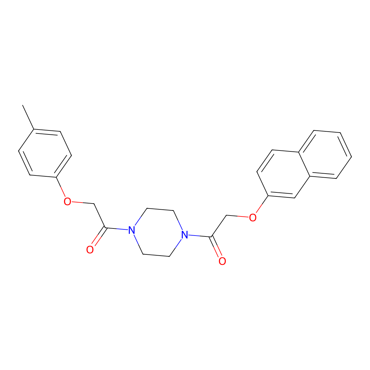 2-(4-Methylphenoxy)-1-[4-(2-naphthalen-2-yloxyacetyl)piperazin-1-yl]ethanone molecular structure, CAS 525580-94-3