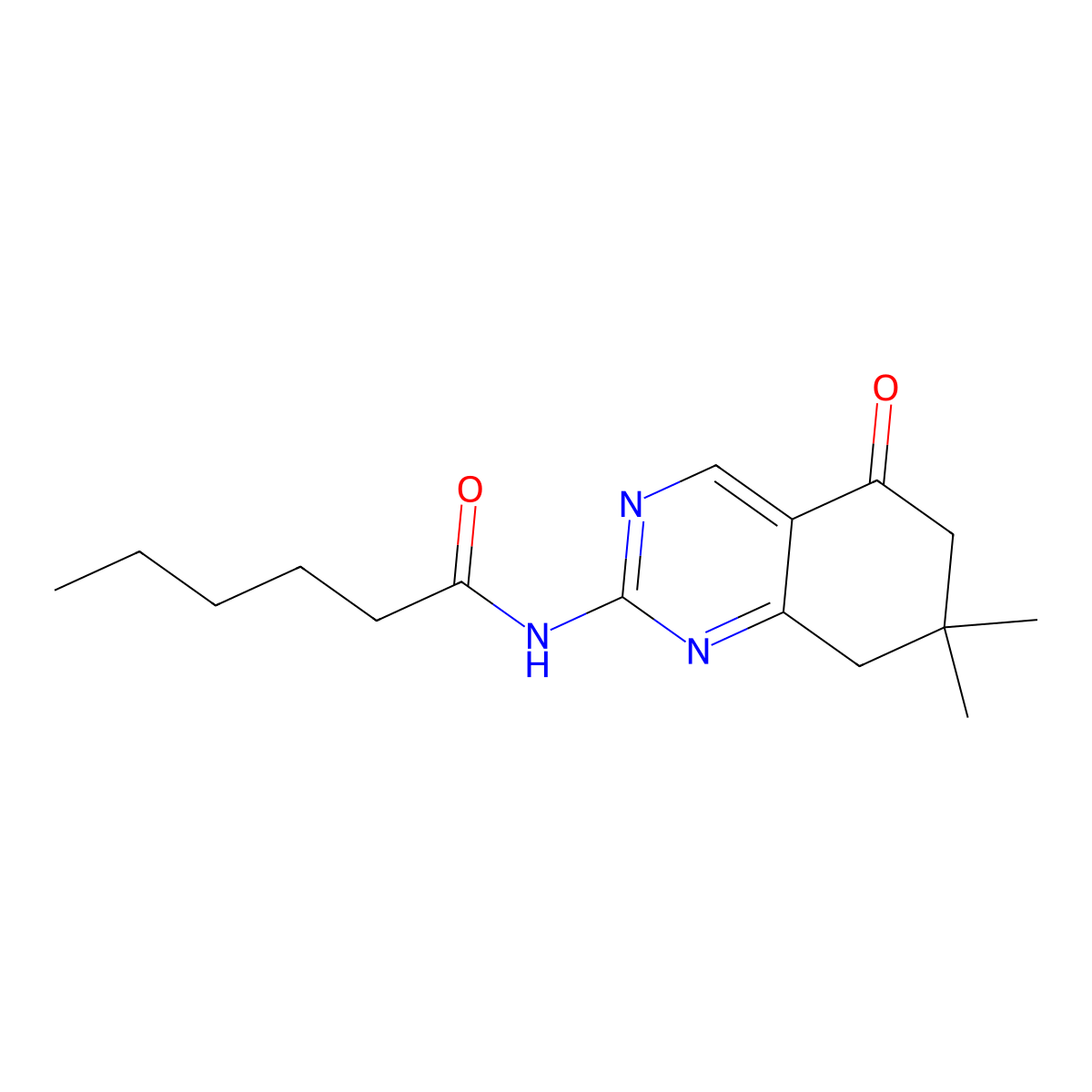 N-(7,7-dimethyl-5-oxo-5,6,7,8-tetrahydroquinazolin-2-yl)hexanamide molecular structure, CAS 525581-26-4
