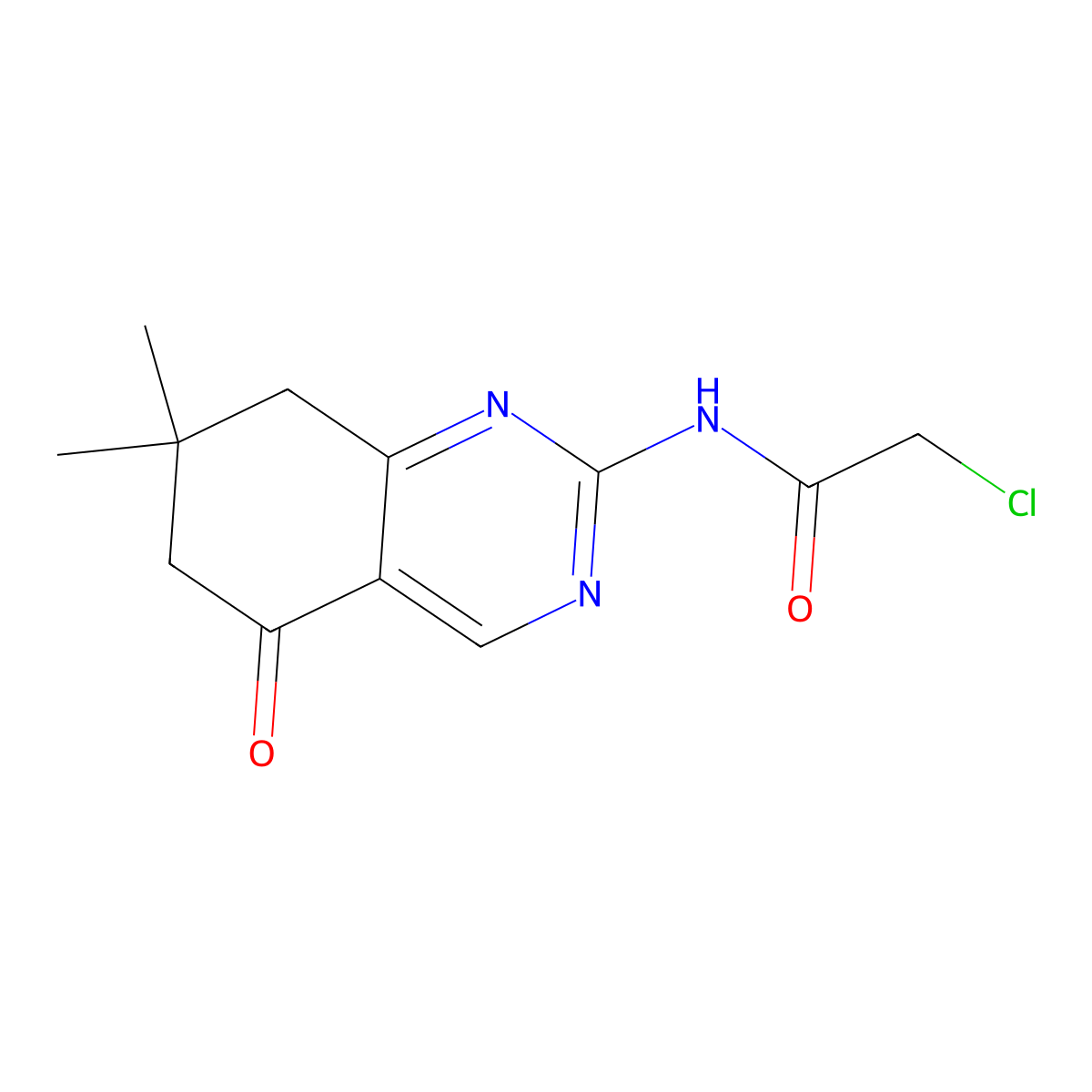 2-chloro-N-(7,7-dimethyl-5-oxo-5,6,7,8-tetrahydroquinazolin-2-yl)acetamide molecular structure, CAS 525581-27-5