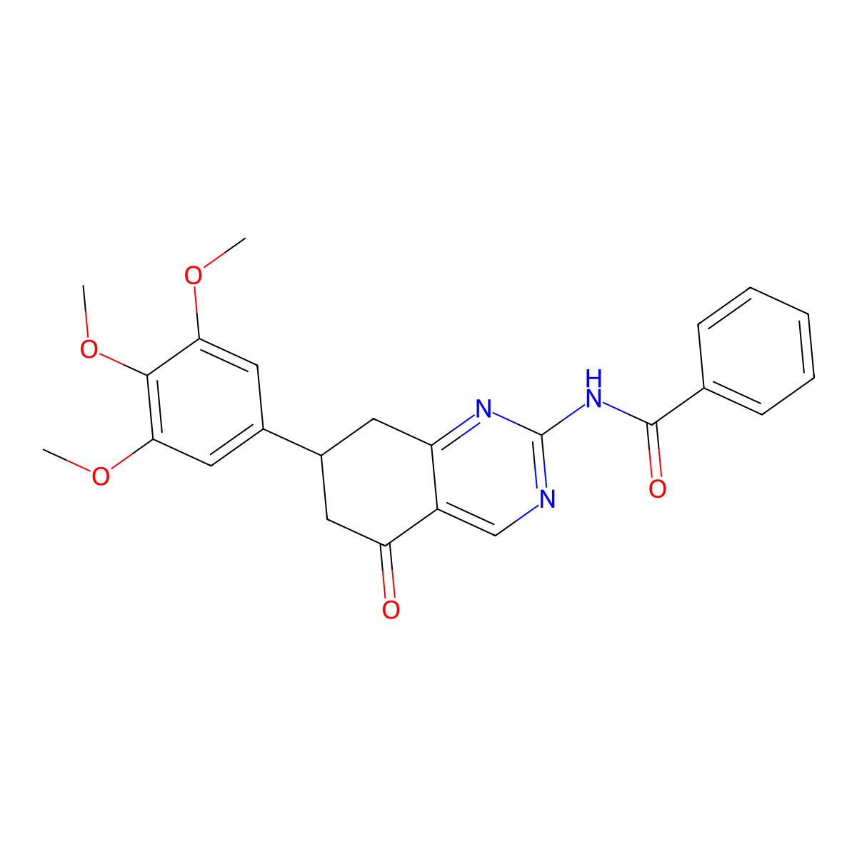 N-[5-oxo-7-(3,4,5-trimethoxyphenyl)-5,6,7,8-tetrahydroquinazolin-2-yl]benzamide molecular structure, CAS 525581-32-2