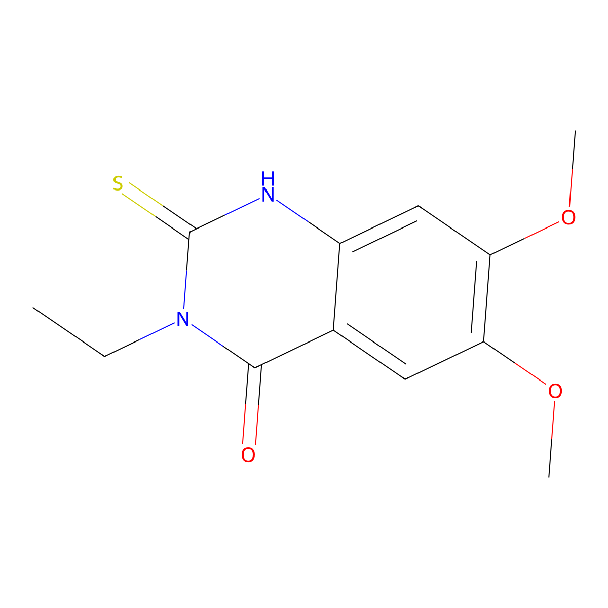 3-ethyl-6,7-dimethoxy-2-sulfanylquinazolin-4(3H)-one molecular structure, CAS 525581-51-5