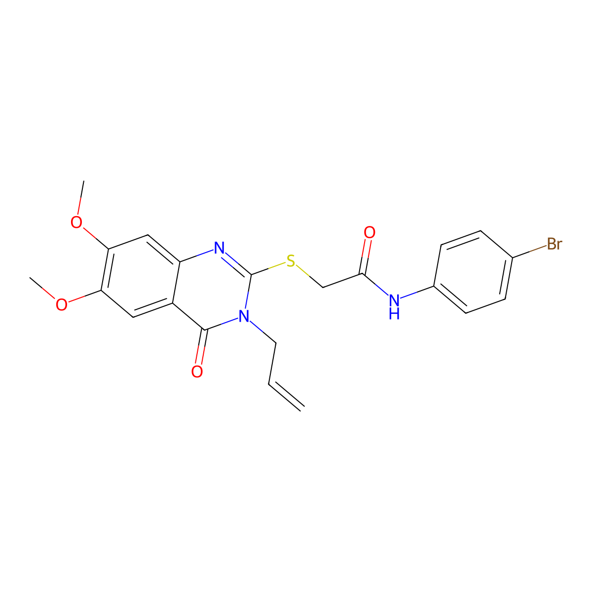 N-(4-bromophenyl)-2-{[6,7-dimethoxy-4-oxo-3-(prop-2-en-1-yl)-3,4-dihydroquinazolin-2-yl]sulfanyl}acetamide molecular structure, CAS 525581-56-0