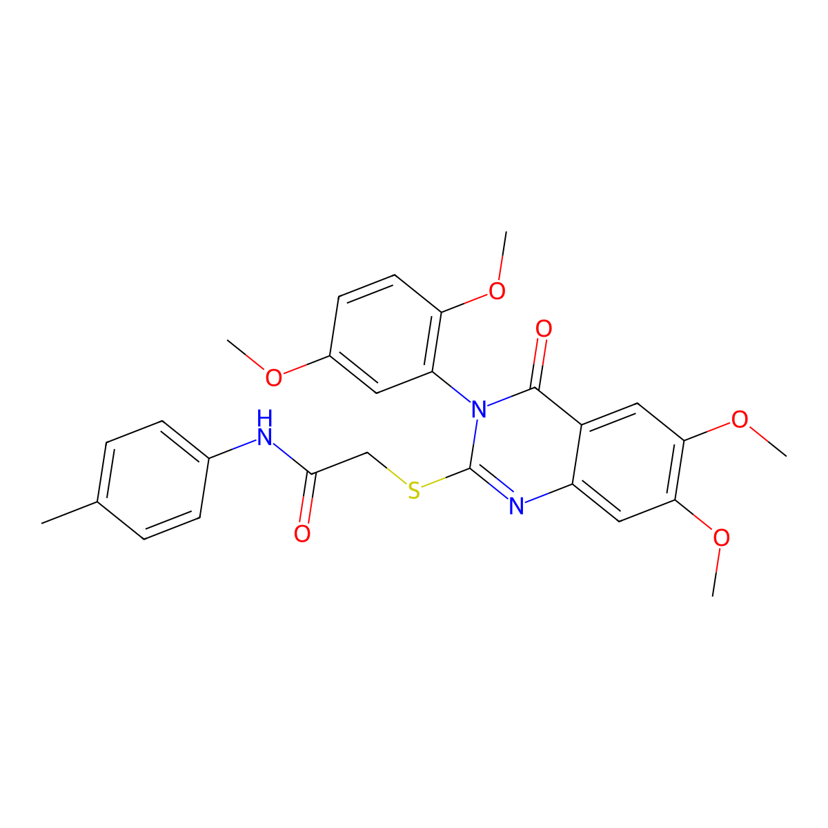 2-{[3-(2,5-dimethoxyphenyl)-6,7-dimethoxy-4-oxo-3,4-dihydroquinazolin-2-yl]sulfanyl}-N-(4-methylphenyl)acetamide molecular structure, CAS 525581-57-1