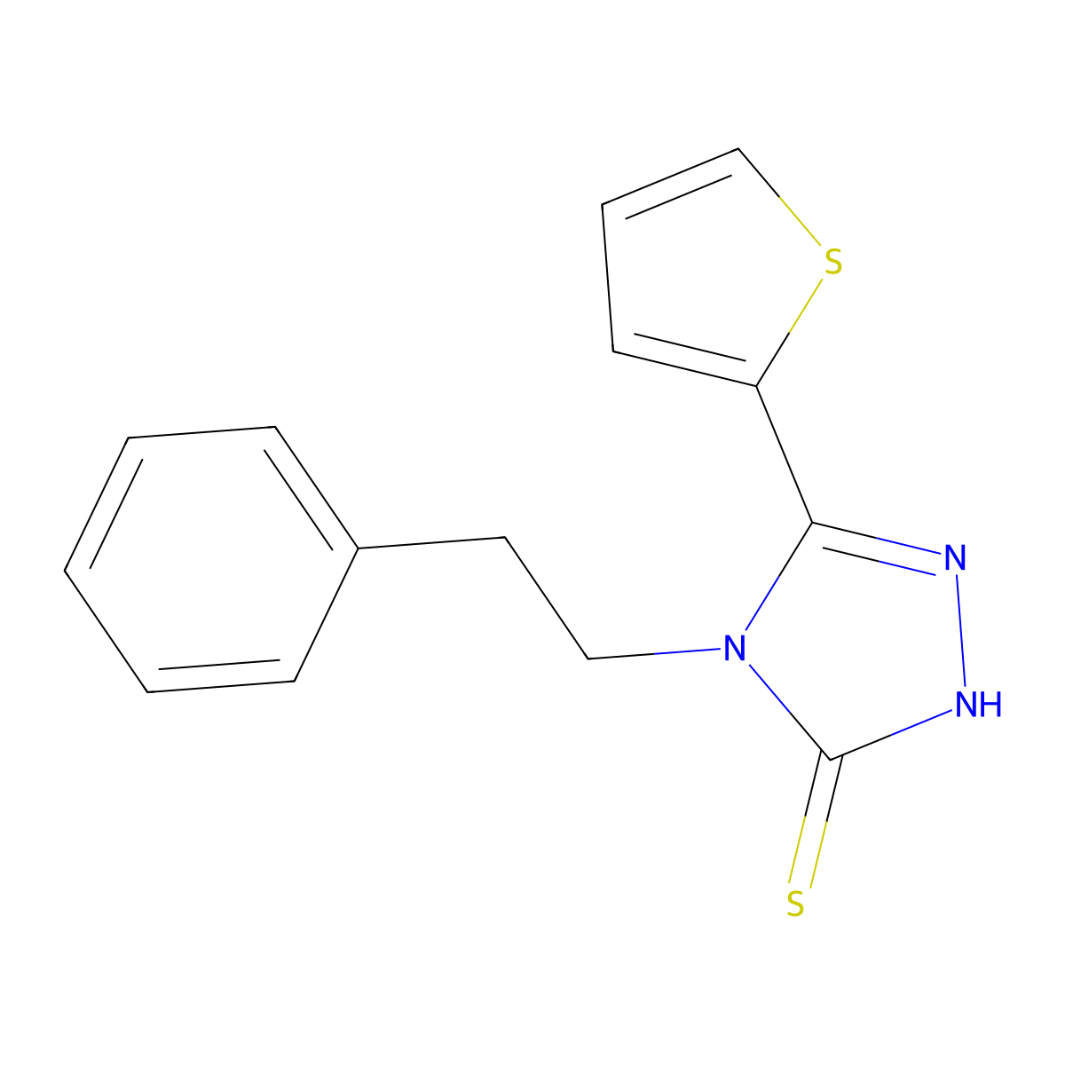 4-(2-phenylethyl)-5-(thiophen-2-yl)-4H-1,2,4-triazole-3-thiol molecular structure, CAS 525581-59-3