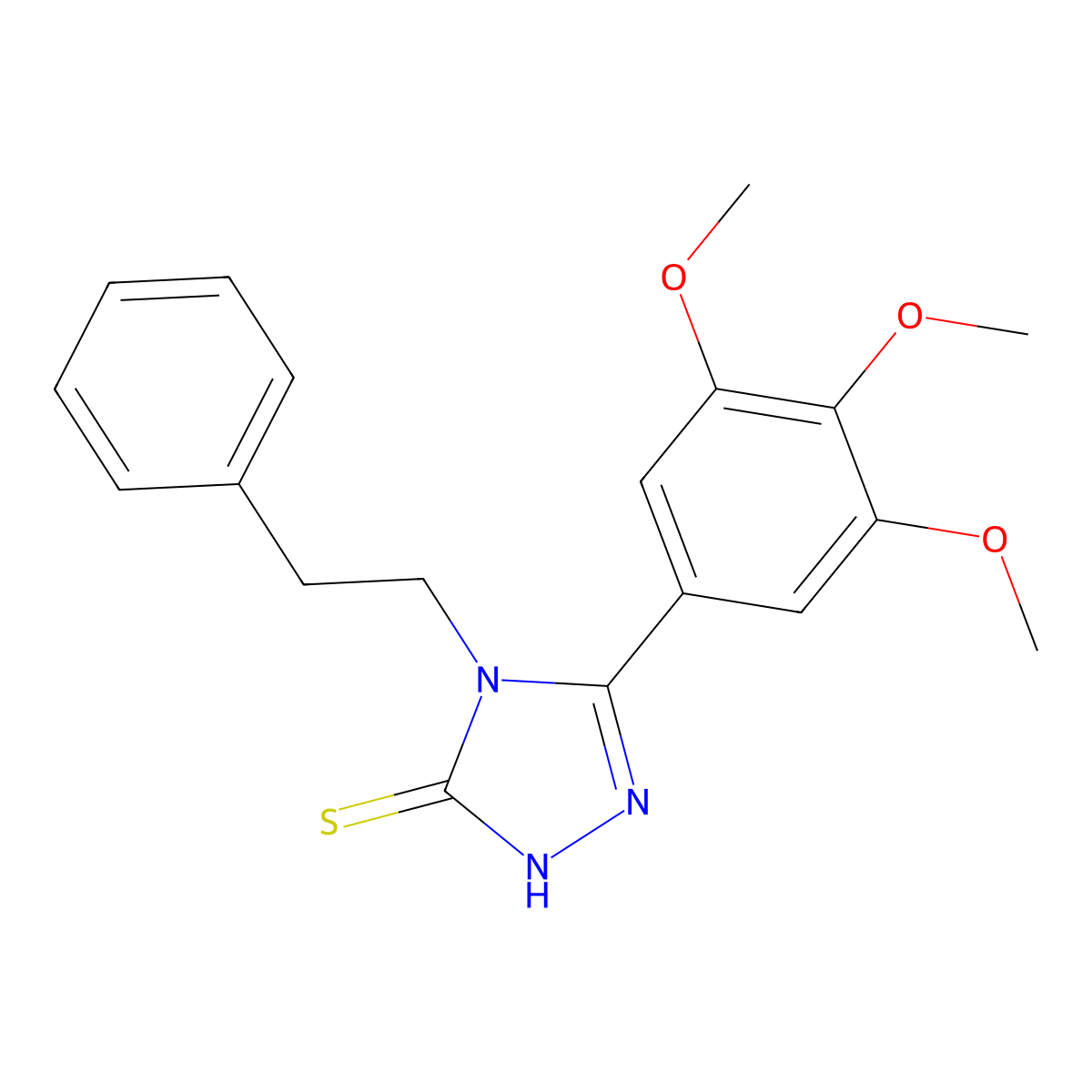 4-(2-phenylethyl)-5-(3,4,5-trimethoxyphenyl)-2,4-dihydro-3H-1,2,4-triazole-3-thione molecular structure, CAS 525581-61-7