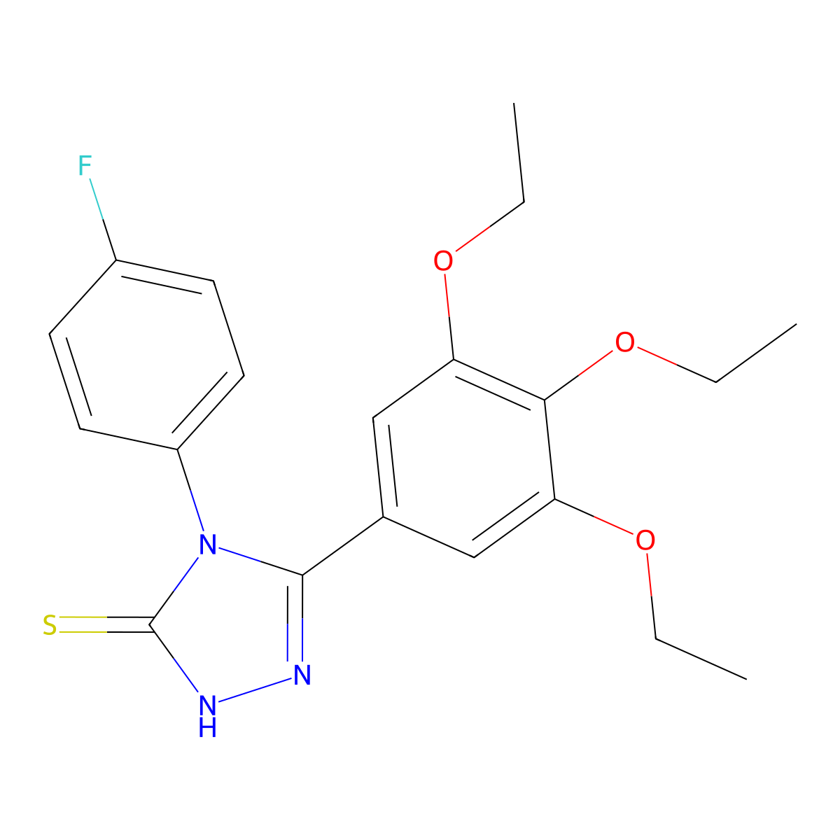 4-(4-fluorophenyl)-3-(3,4,5-triethoxyphenyl)-1H-1,2,4-triazole-5-thione molecular structure, CAS 525581-62-8
