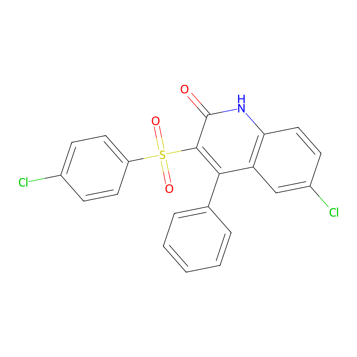 6-Chloro-3-[(4-chlorophenyl)sulfonyl]-4-phenylquinolin-2-ol molecular structure, CAS 525581-75-3