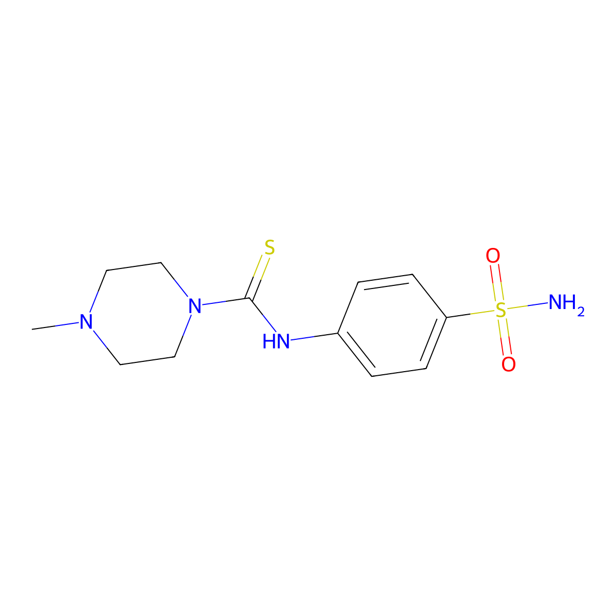 4-methyl-N-(4-sulfamoylphenyl)piperazine-1-carbothioamide molecular structure, CAS 525581-87-7