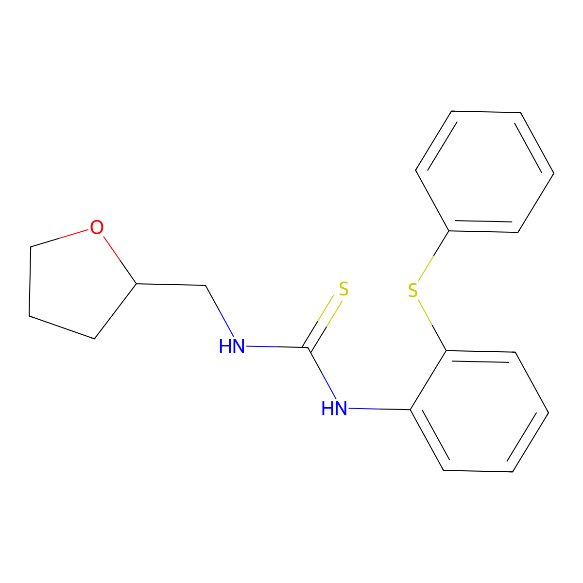 1-(Oxolan-2-ylmethyl)-3-(2-phenylsulfanylphenyl)thiourea molecular structure, CAS 525581-92-4