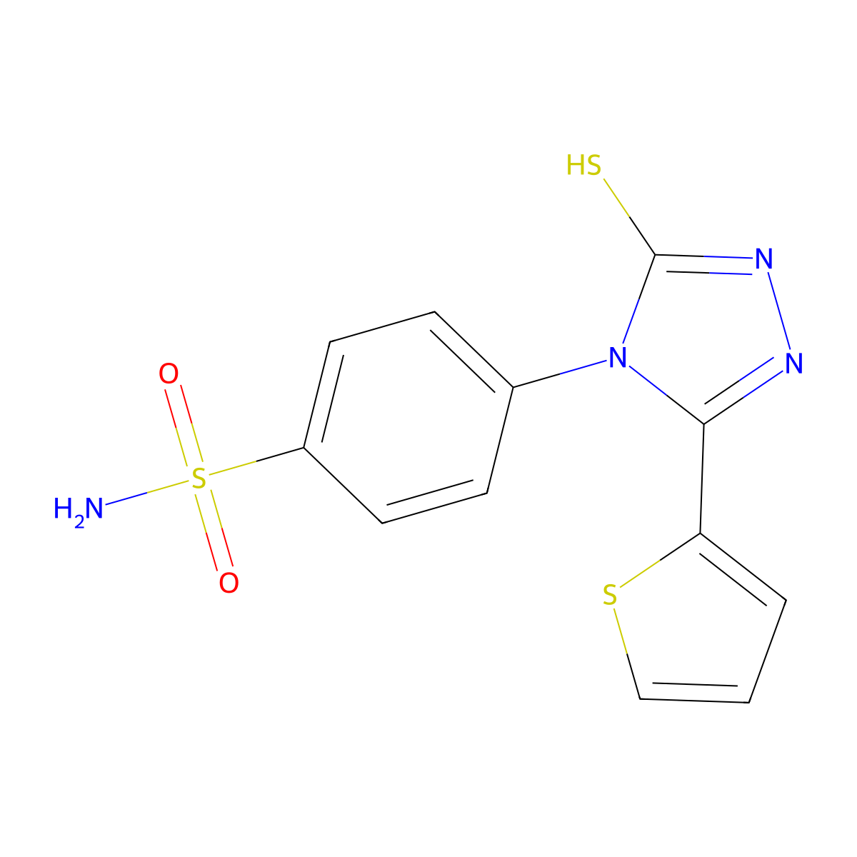 4-(5-sulfanylidene-3-thiophen-2-yl-1H-1,2,4-triazol-4-yl)benzenesulfonamide molecular structure, CAS 525581-97-9