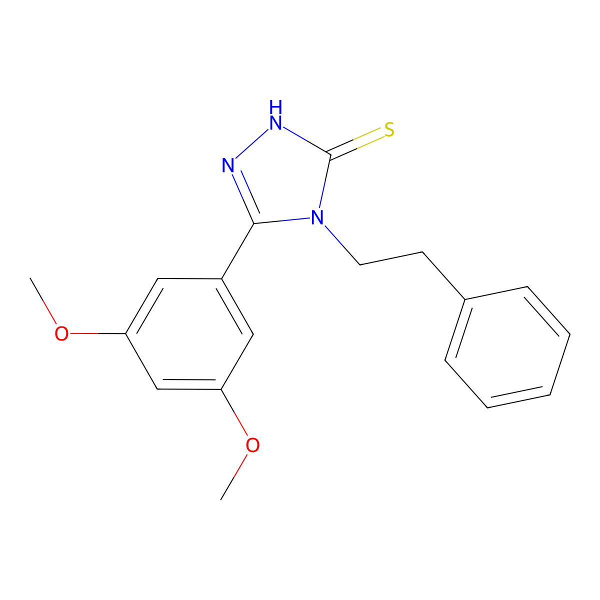 5-(3,5-dimethoxyphenyl)-4-(2-phenylethyl)-4H-1,2,4-triazole-3-thiol molecular structure, CAS 525582-05-2