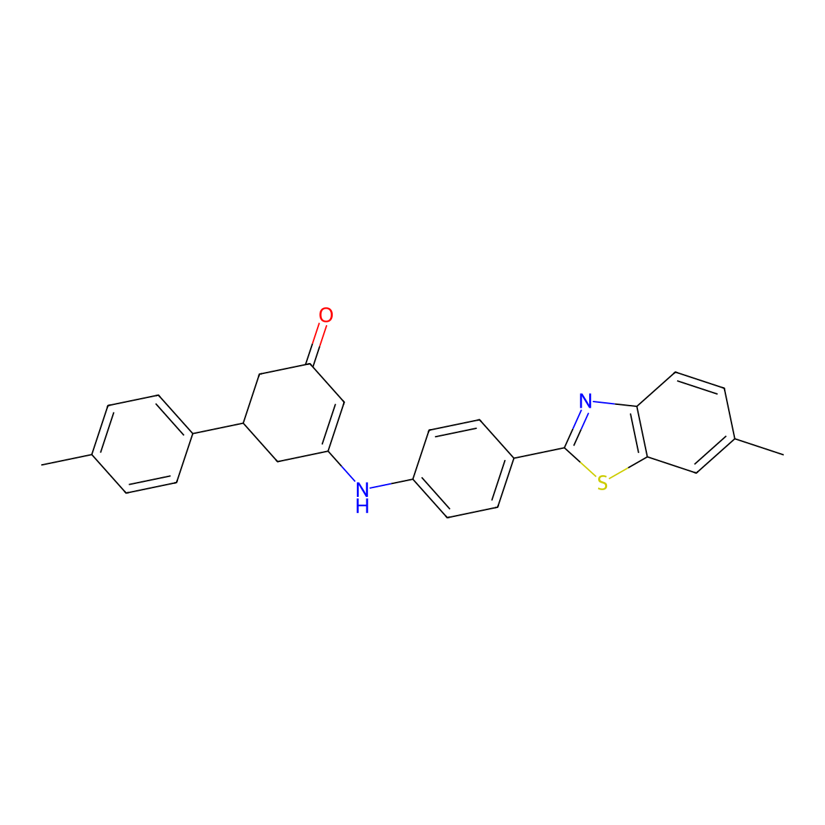 3-{[4-(6-Methyl-1,3-benzothiazol-2-yl)phenyl]amino}-5-(4-methylphenyl)cyclohex-2-en-1-one molecular structure, CAS 525582-29-0