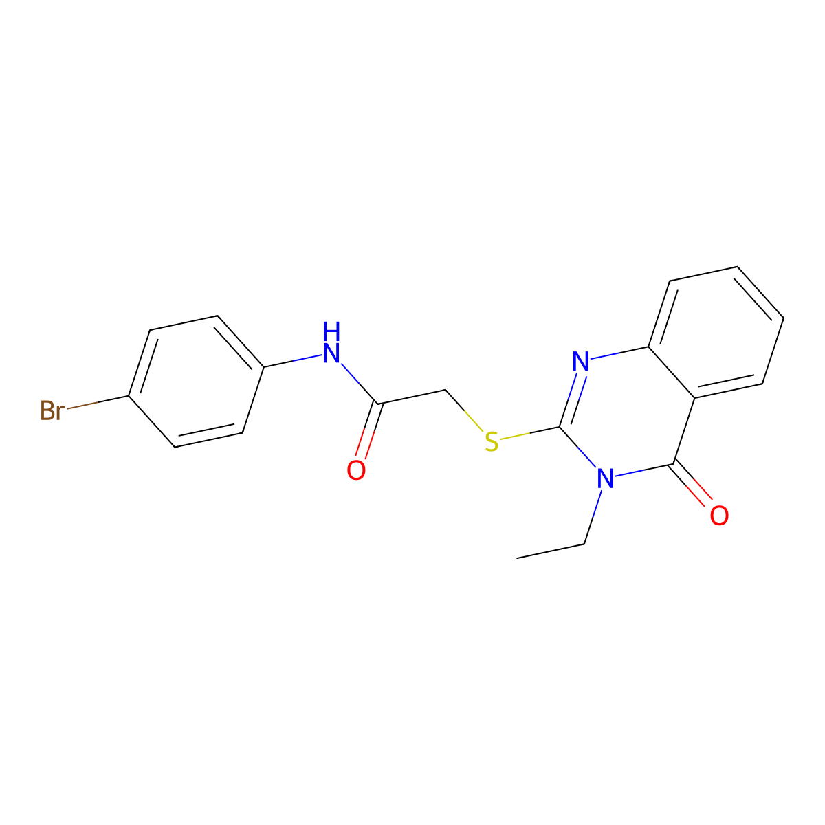 N-(4-bromophenyl)-2-[(3-ethyl-4-oxo-3,4-dihydroquinazolin-2-yl)sulfanyl]acetamide molecular structure, CAS 525582-56-3