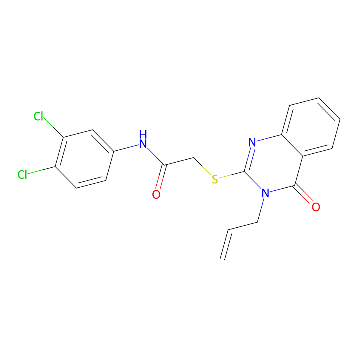 N-(3,4-dichlorophenyl)-2-{[4-oxo-3-(prop-2-en-1-yl)-3,4-dihydroquinazolin-2-yl]sulfanyl}acetamide molecular structure, CAS 525582-58-5