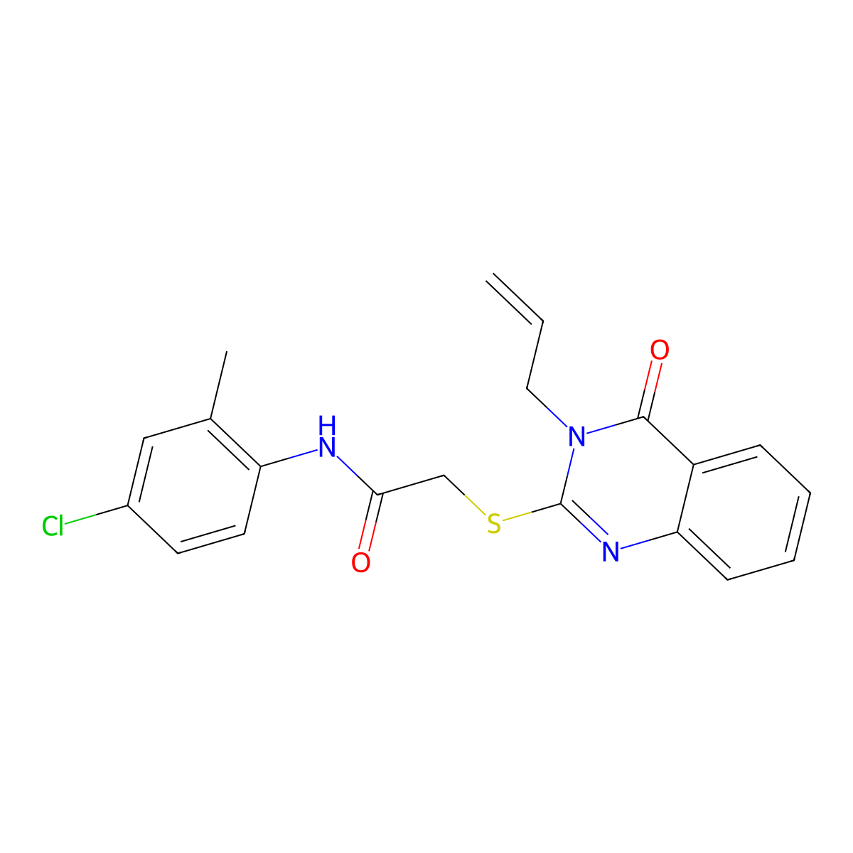 N-(4-chloro-2-methylphenyl)-2-(4-oxo-3-prop-2-enylquinazolin-2-yl)sulfanylacetamide molecular structure, CAS 525582-59-6