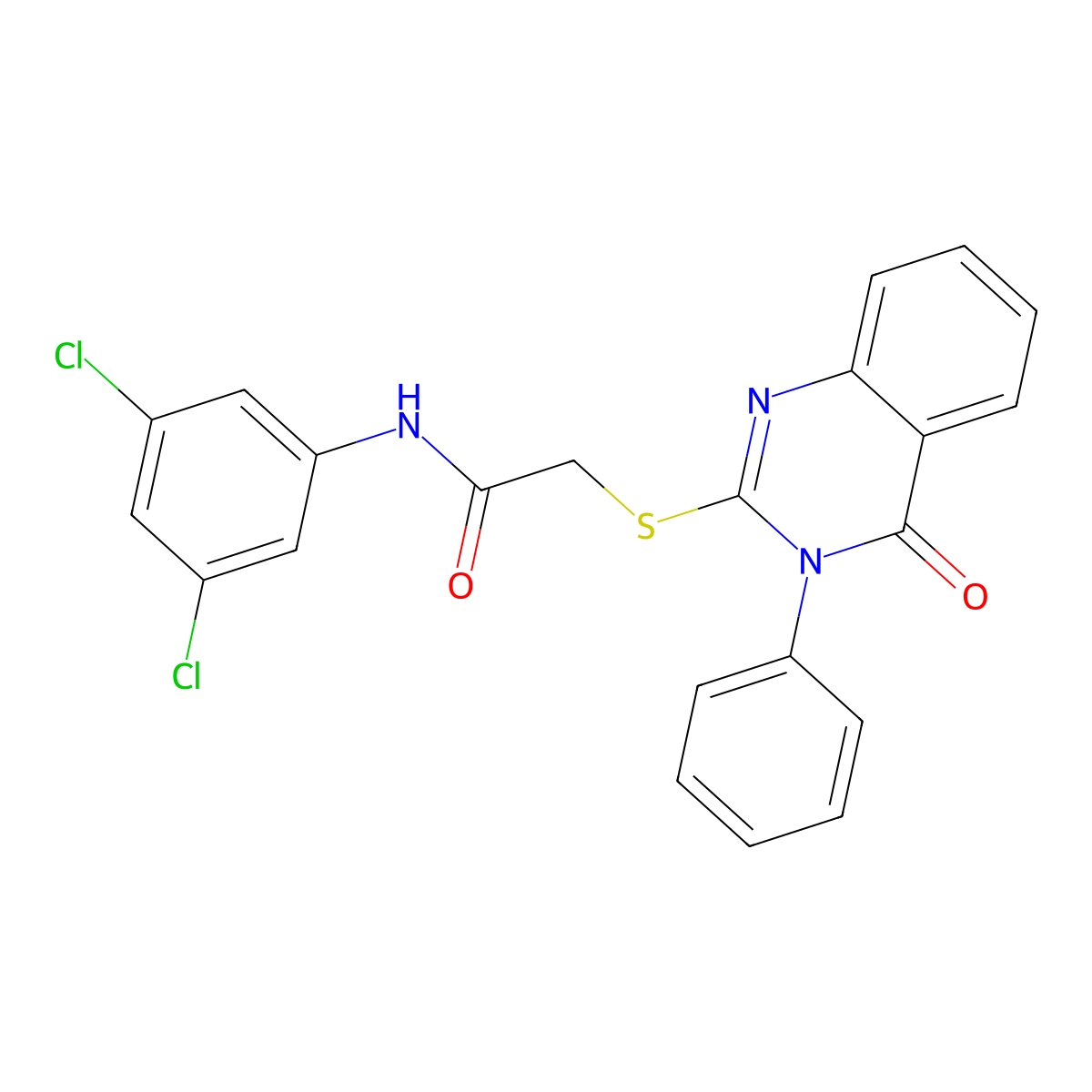N-(3,5-dichlorophenyl)-2-[(4-oxo-3-phenyl-3,4-dihydroquinazolin-2-yl)sulfanyl]acetamide molecular structure, CAS 525582-60-9