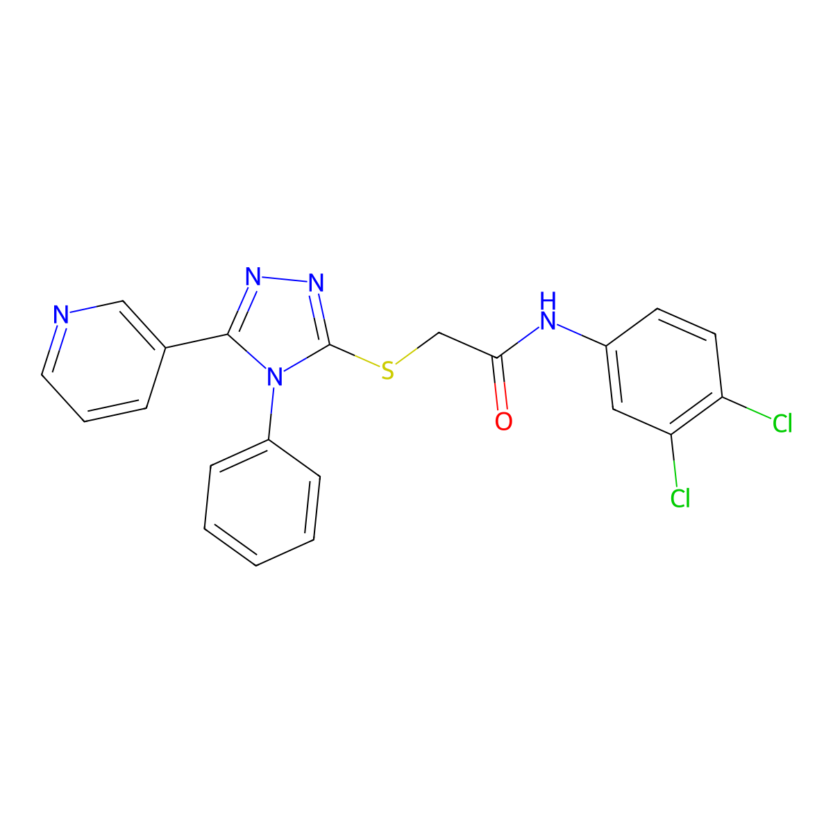 N-(3,4-dichlorophenyl)-2-[(4-phenyl-5-pyridin-3-yl-1,2,4-triazol-3-yl)sulfanyl]acetamide molecular structure, CAS 525582-86-9