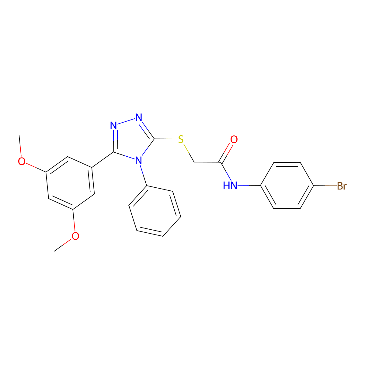 N-(4-bromophenyl)-2-{[5-(3,5-dimethoxyphenyl)-4-phenyl-4H-1,2,4-triazol-3-yl]sulfanyl}acetamide molecular structure, CAS 525583-01-1