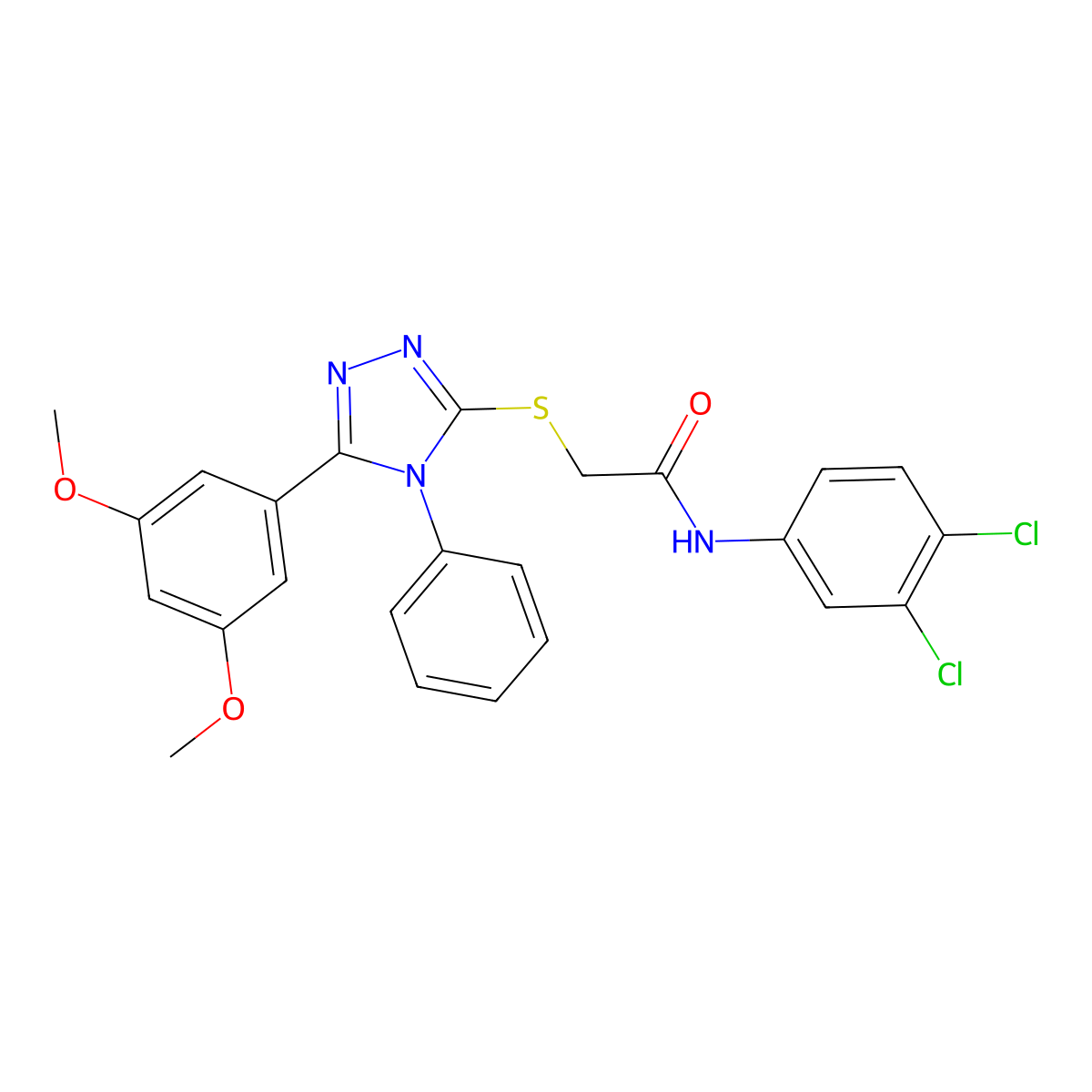 N-(3,4-dichlorophenyl)-2-{[5-(3,5-dimethoxyphenyl)-4-phenyl-4H-1,2,4-triazol-3-yl]sulfanyl}acetamide molecular structure, CAS 525583-02-2