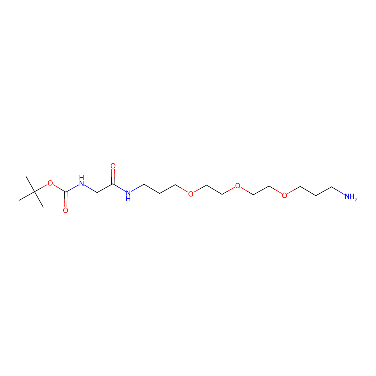 Boc-Gly-amido-(CH2)3-PEG3-(CH2)3-amine molecular structure, CAS 525583-49-7