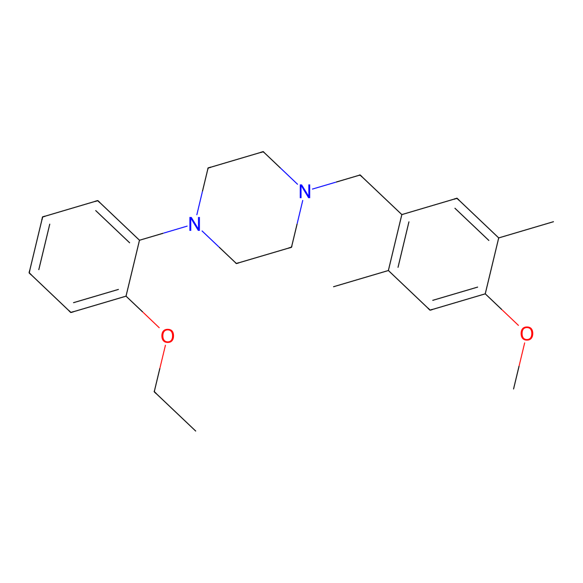 1-(2-Ethoxyphenyl)-4-[(4-methoxy-2,5-dimethylphenyl)methyl]piperazine molecular structure, CAS 5256-94-0