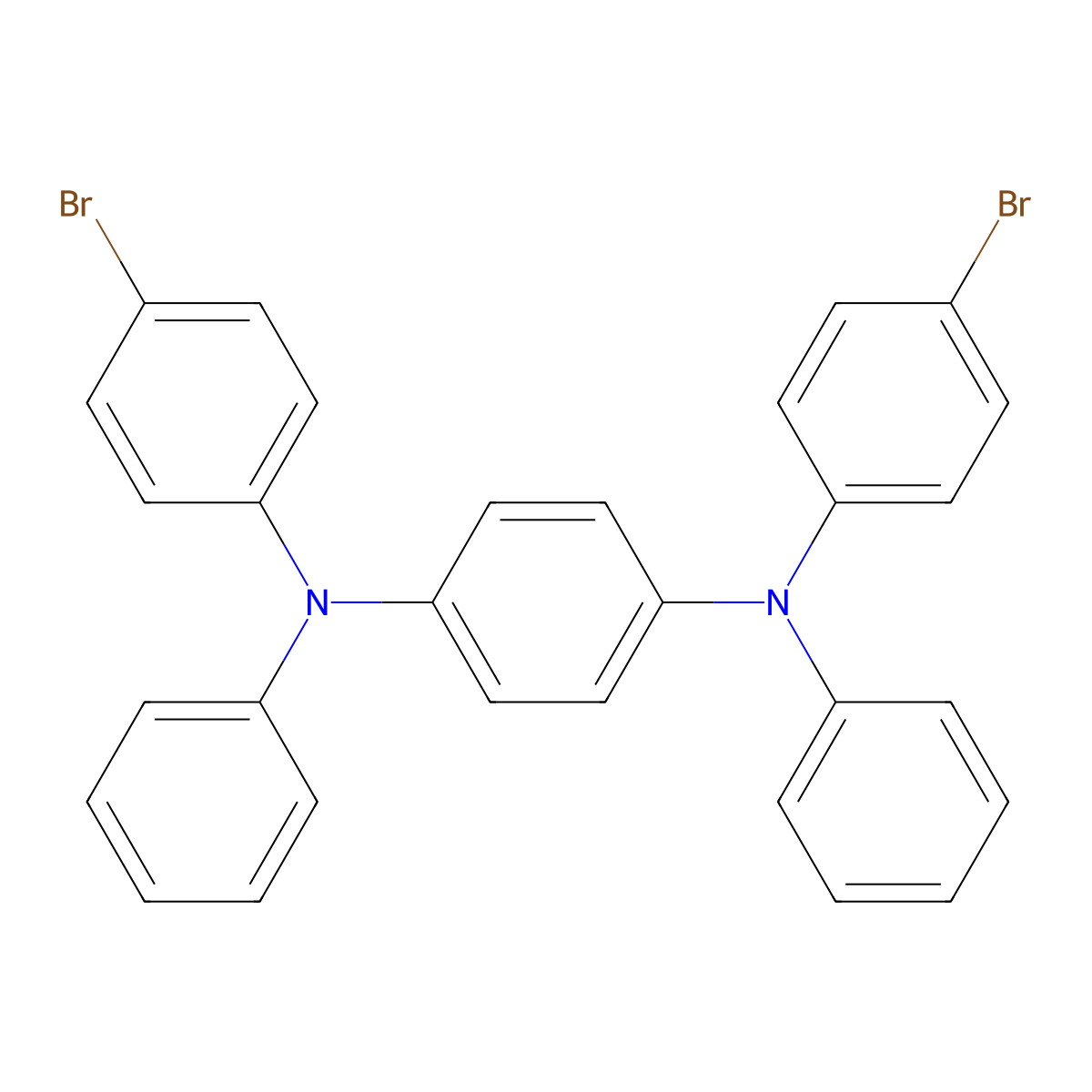 N1,N4-bis(4-bromophenyl)-N1,N4-diphenylbenzene-1,4-diamine molecular structure, CAS 525602-17-9