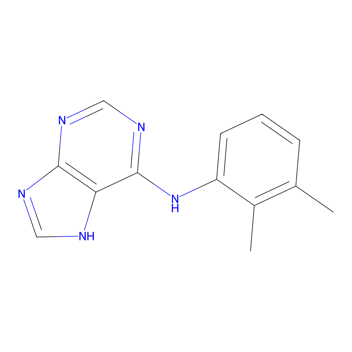 N-(2,3-dimethylphenyl)-9H-purin-6-amine molecular structure, CAS 525608-12-2