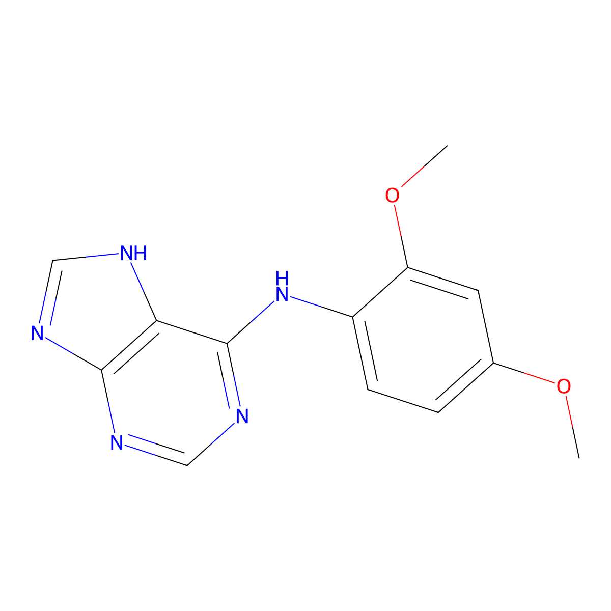 N-(2,4-dimethoxyphenyl)-7H-purin-6-amine molecular structure, CAS 525608-14-4