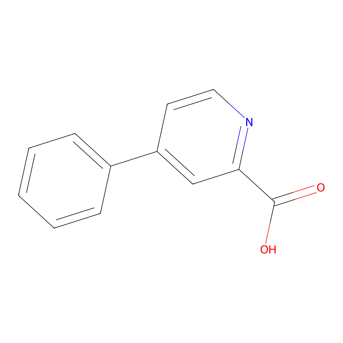 4-phenylpyridine-2-carboxylic Acid molecular structure, CAS 52565-56-7