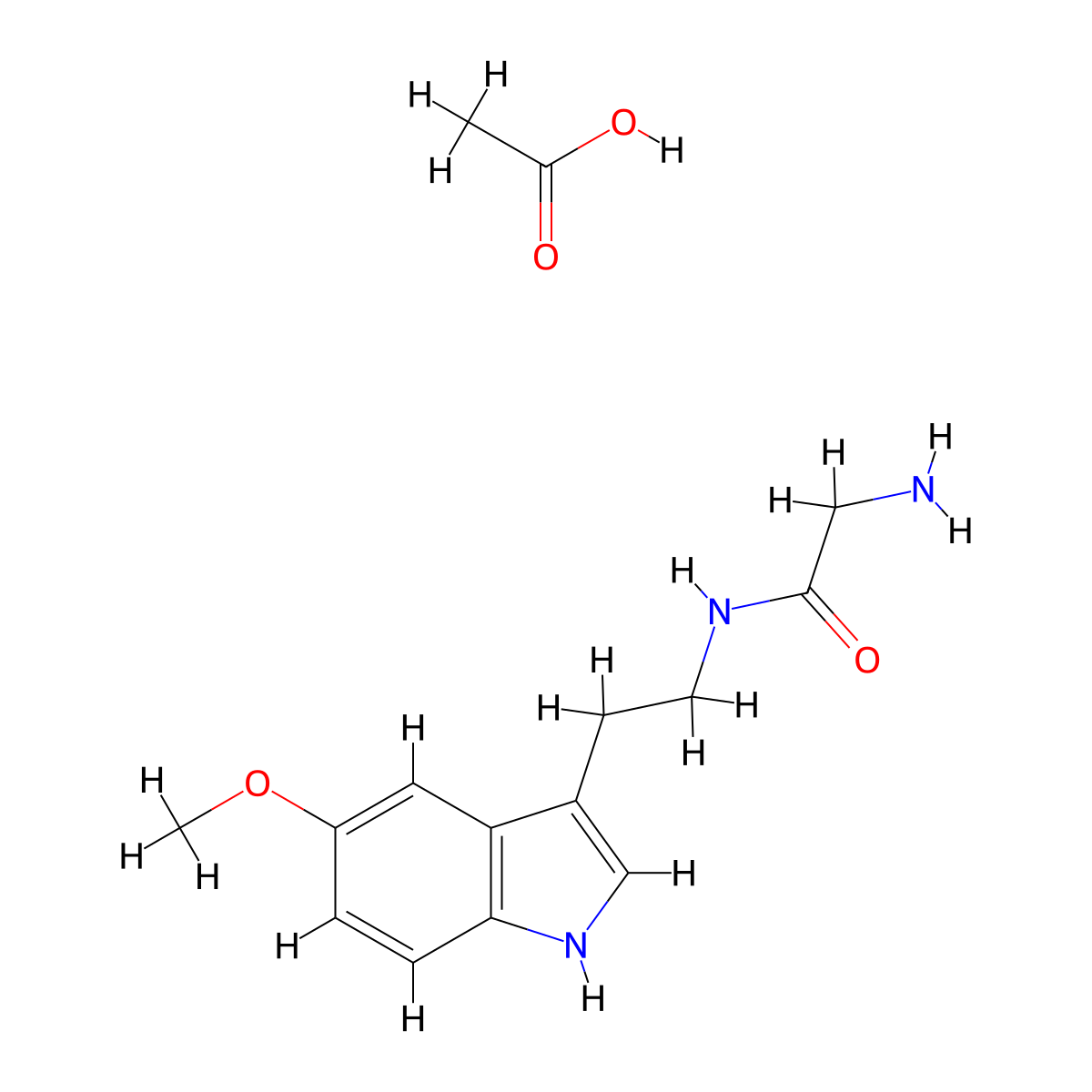 Acetamide, 2-amino-N-(2-(5-methoxy-3-indolyl)ethyl)-, acetate molecular structure, CAS 5257-28-3