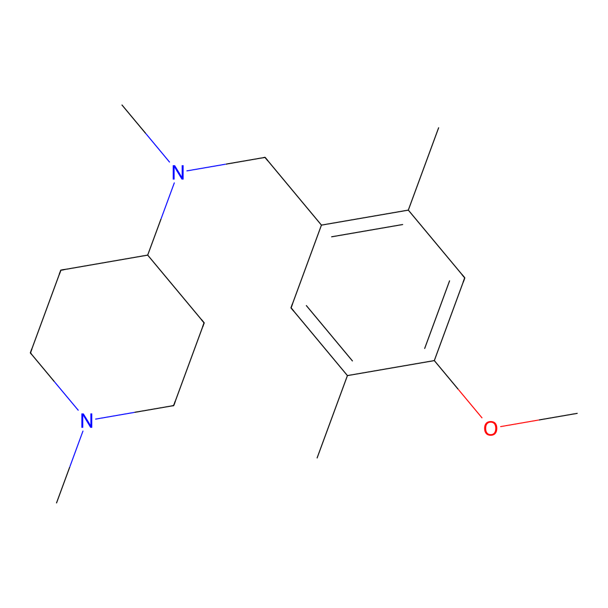 N-[(4-methoxy-2,5-dimethylphenyl)methyl]-N,1-dimethylpiperidin-4-amine molecular structure, CAS 5257-82-9