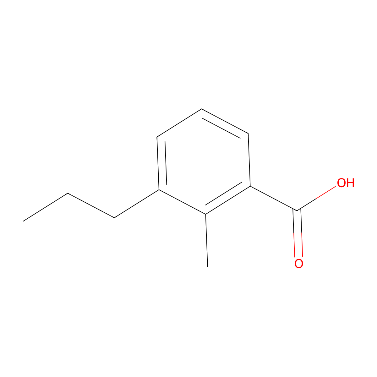 Benzoic acid, 2-methyl-3-propyl- molecular structure, CAS 52570-34-0